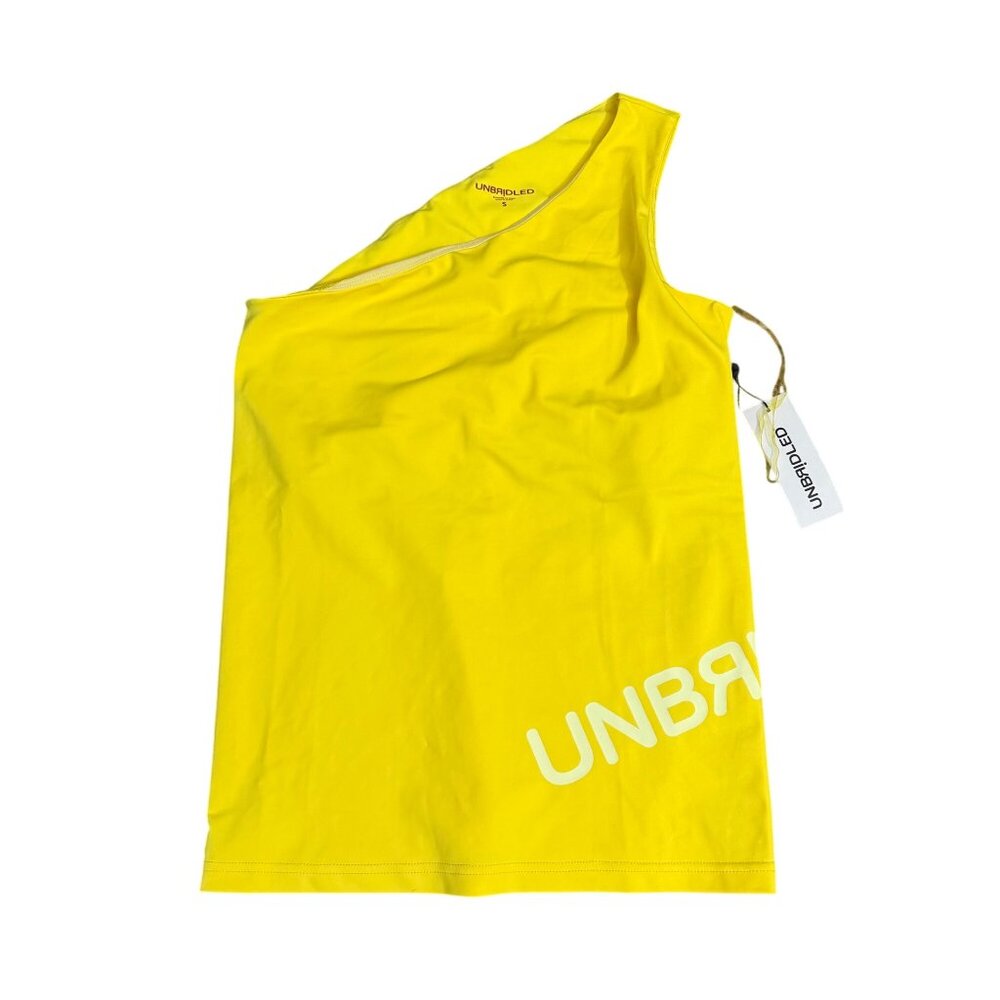 Unbridled Buttercup One Shoulder Athletic Bra Shelf Sleeveless Tank Small NEW